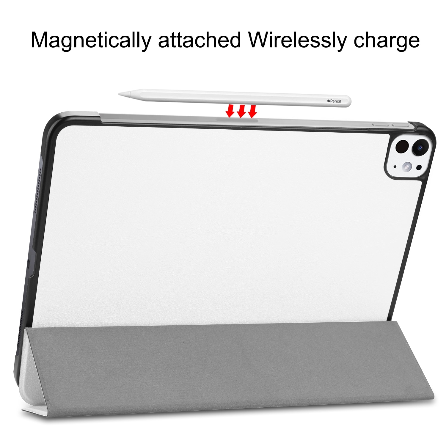 Husa tableta compatibila cu iPad Pro 11, Suport reglabil, Slot pentru stylus, Alb