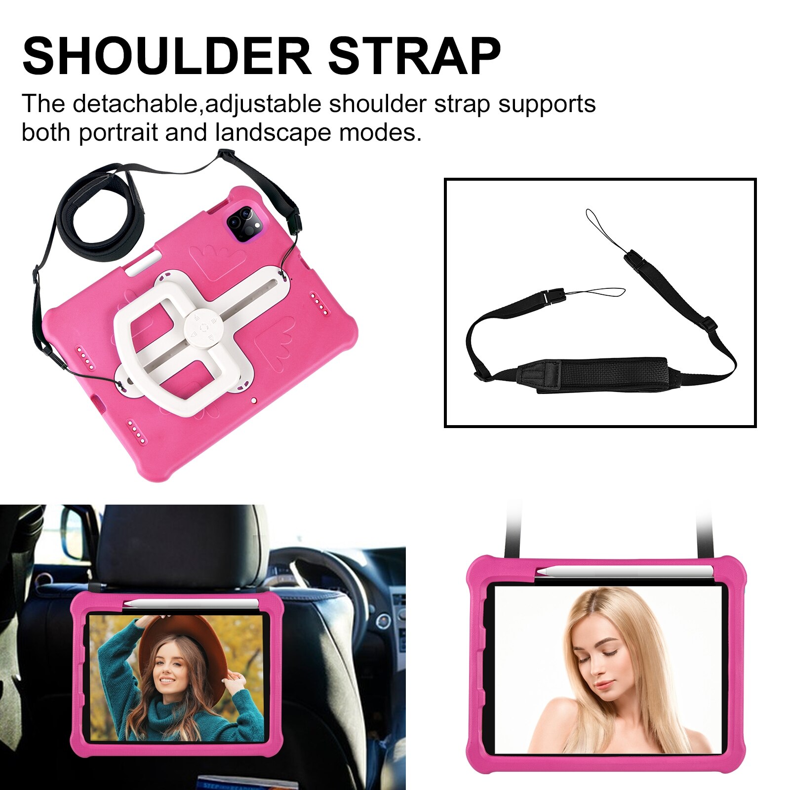 Husa tableta compatibila cu iPad Air 11, Shockproof, Suport reglabil, Protectie 360°, Roz