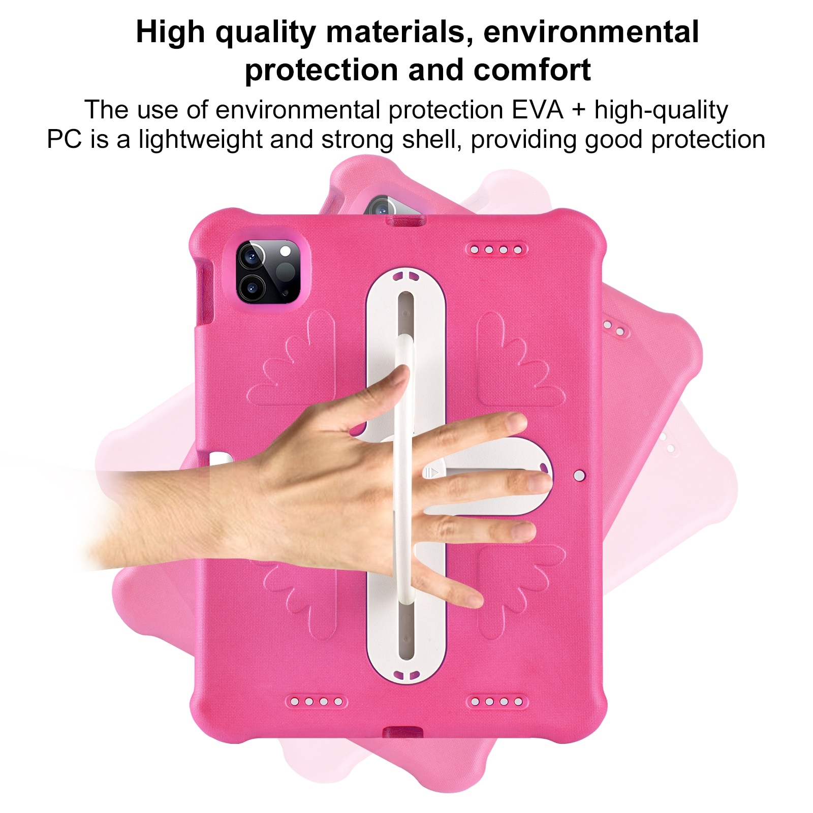 Husa tableta compatibila cu iPad Air 11, Shockproof, Suport reglabil, Protectie 360°, Roz