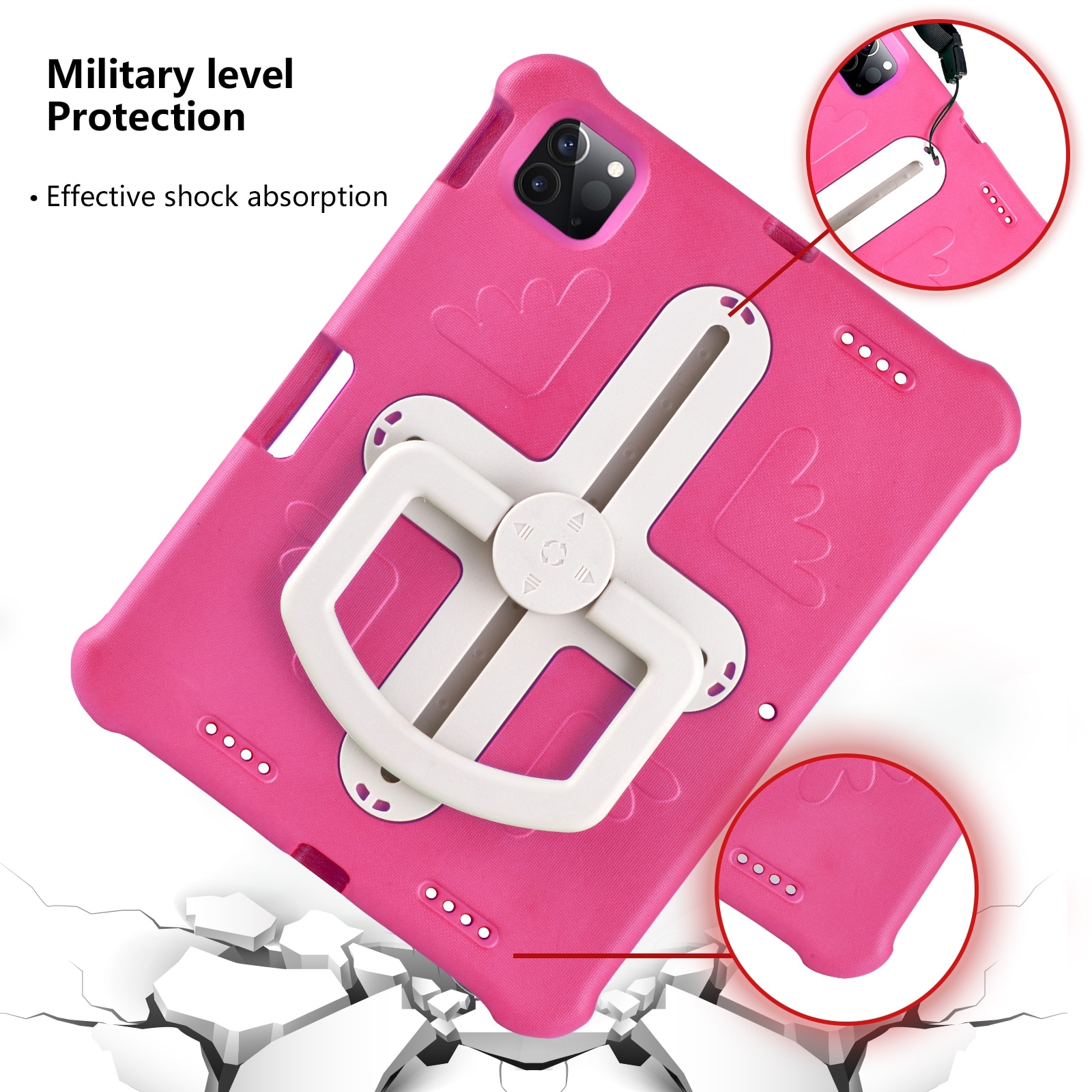 Husa tableta compatibila cu iPad Air 11, Shockproof, Suport reglabil, Protectie 360°, Roz