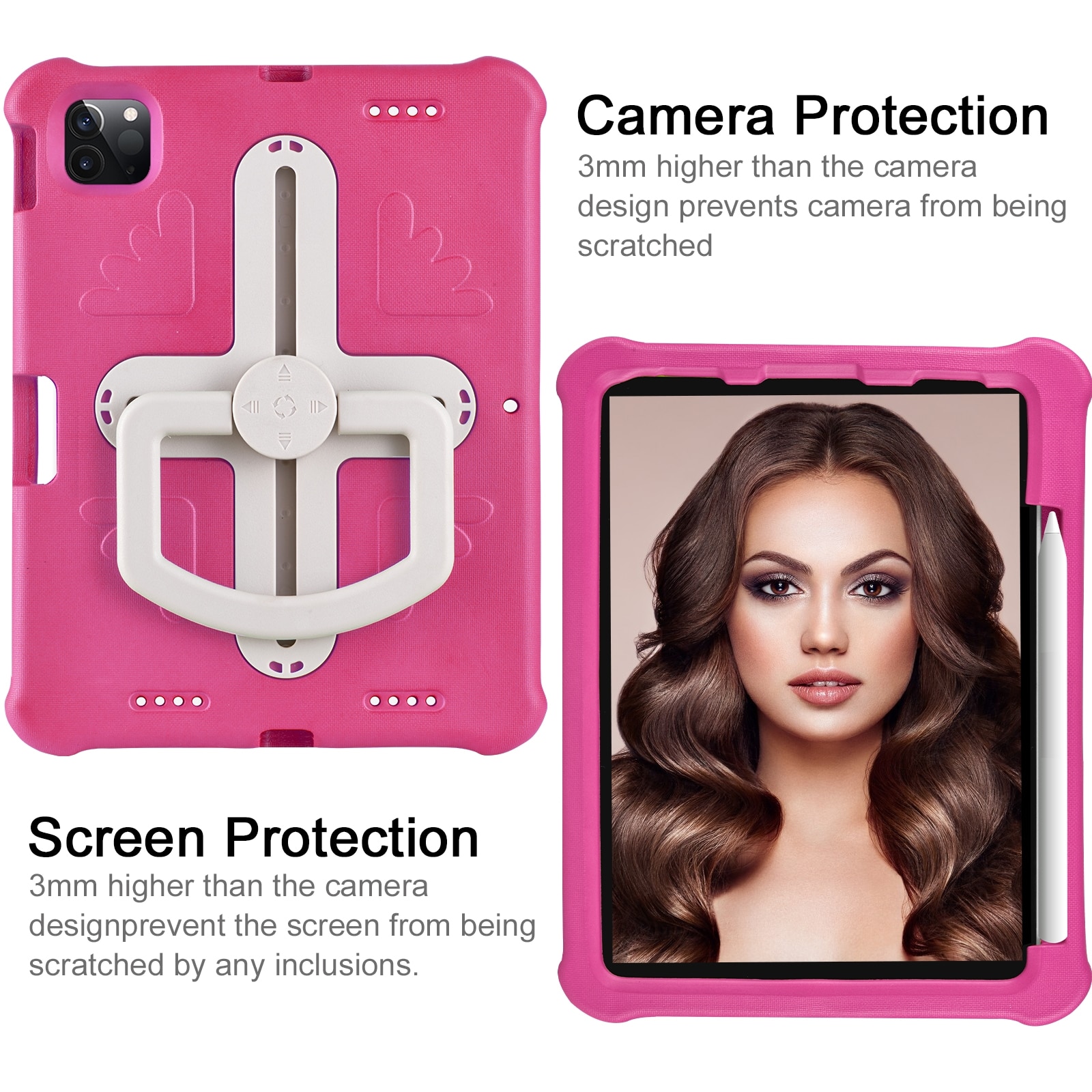 Husa tableta compatibila cu iPad Air 11, Shockproof, Suport reglabil, Protectie 360°, Roz