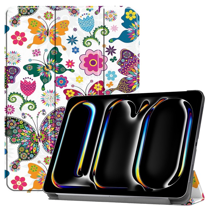 Husa tableta compatibila cu iPad Pro 11, Suport reglabil, Inchidere magnetica, Culoare Butterfly