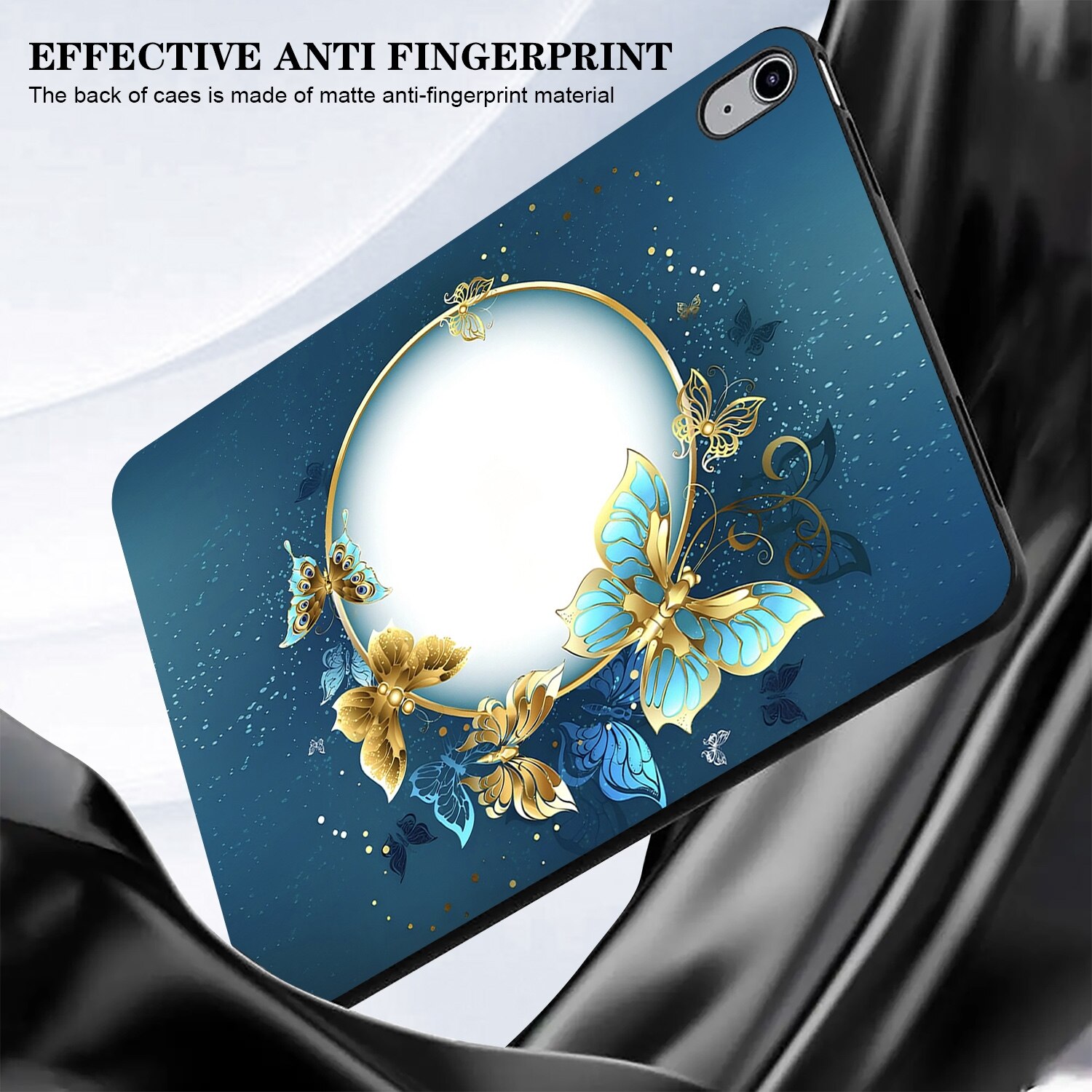 Husa tableta compatibila cu iPad Air 11 2024, Design pictura colorata, Smart, TPU, Model fluture