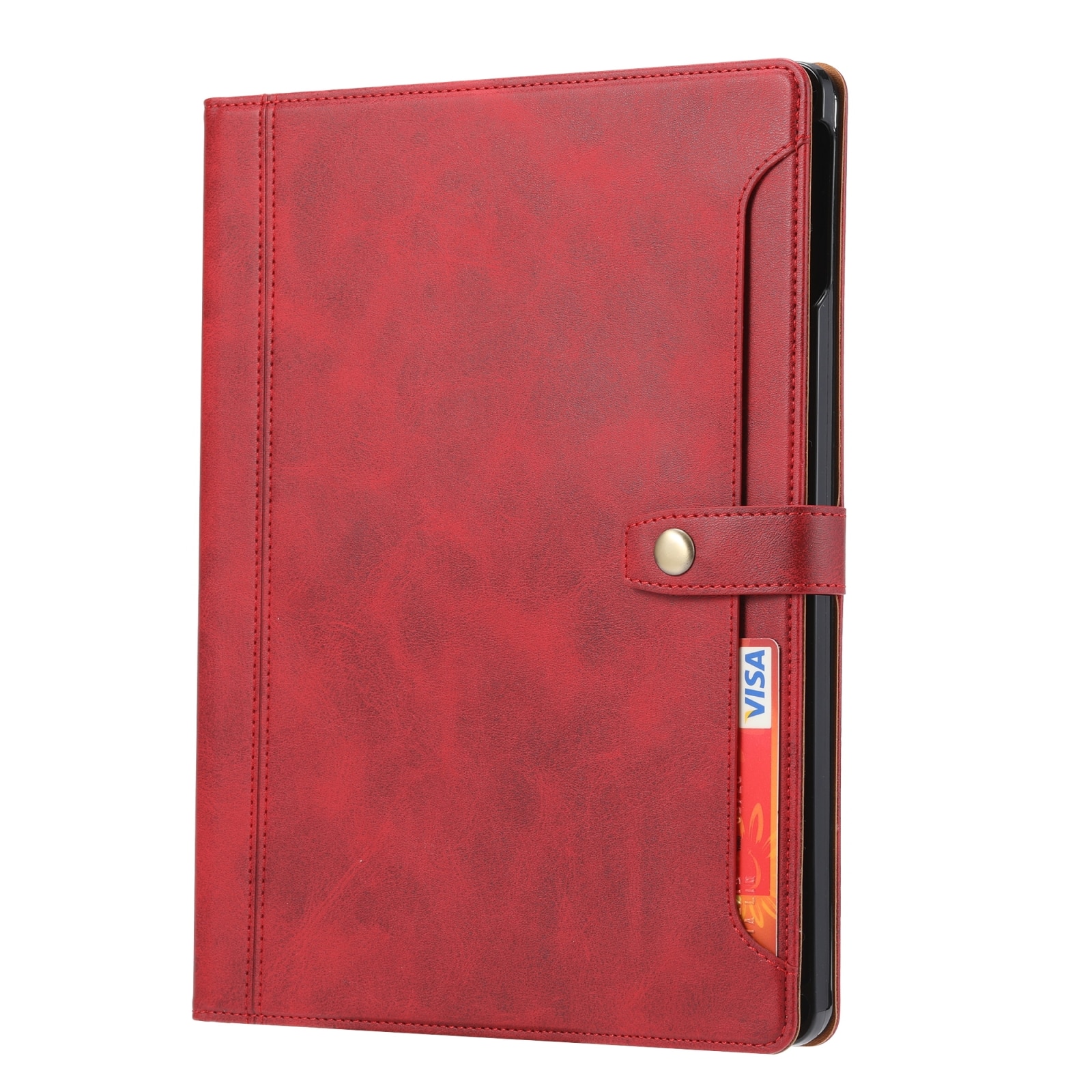Husa tableta compatibila cu iPad Air 13 / iPad Pro 12.9, Textura piele de vitel, Capac pliabil dublu, Rosu