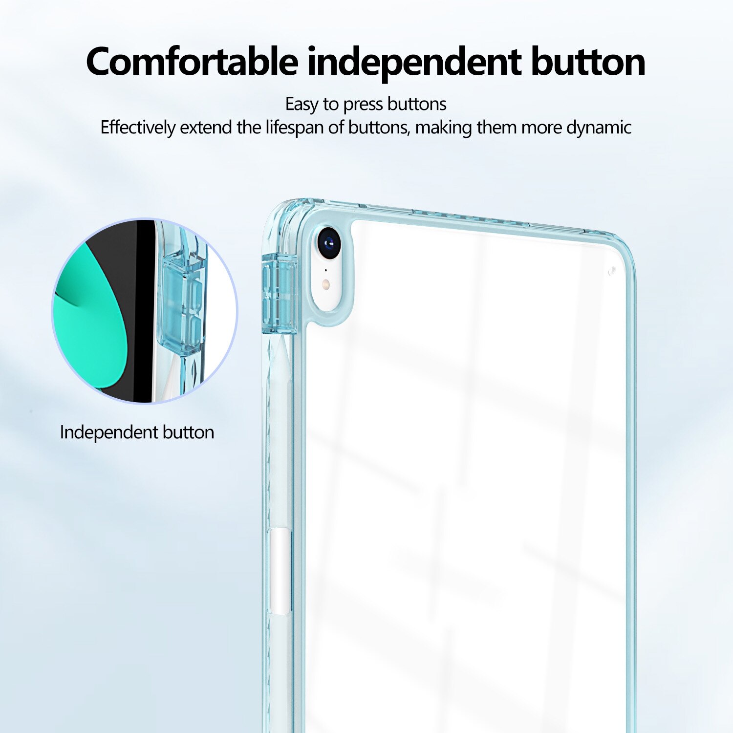 Husa tableta compatibila cu iPad Air 13 / Pro 12.9, plastic Hybrid TPU, Slot pentru pix, Albastru deschis