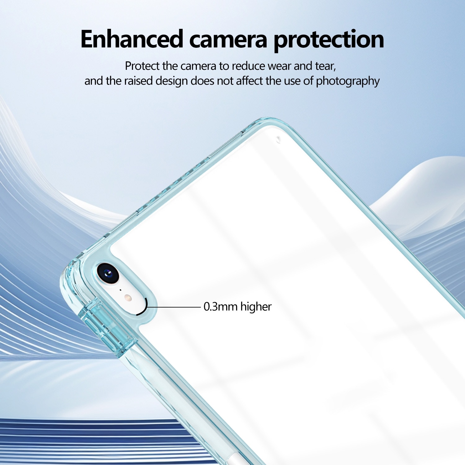 Husa tableta compatibila cu iPad Air 13 / Pro 12.9, plastic Hybrid TPU, Slot pentru pix, Albastru deschis
