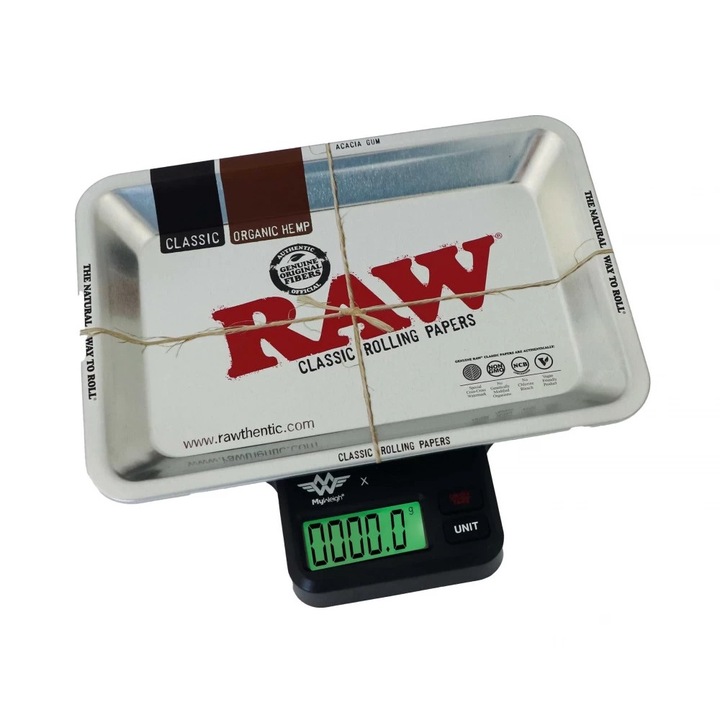 Cantar de bucatarie digital de precizie, My Weight x RAW, cu Tava mare cantarire 0,01-200g 2 zecimale si 200-1000g, Baterie 3 x AAA incluse
