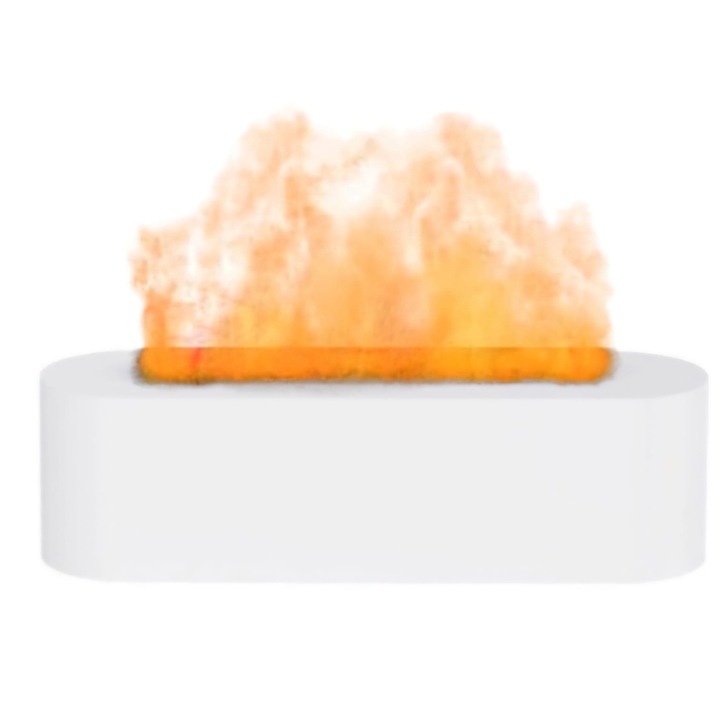 Difuzor de Aromaterapie ALQUALITY® cu Efect de Flacara – Umidificator Ultrasonic cu Abur Rece 150ml, Lumina LED in 7 Culori, Timer, Functie Auto-Oprire, Volum Mare de Ceata, Design Modern si Silentios, Ideal pentru Relaxare acasa sau la birou. Alb