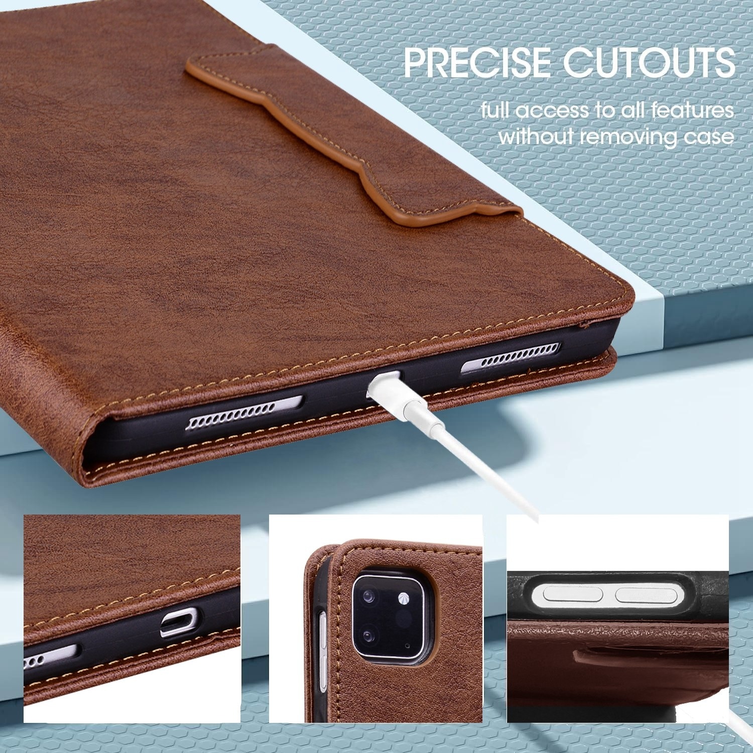 Husa tableta pentru Amazon Kindle Scribe 10.2 inch 2022, piele cu catarama, capac tip carte, culoare maro