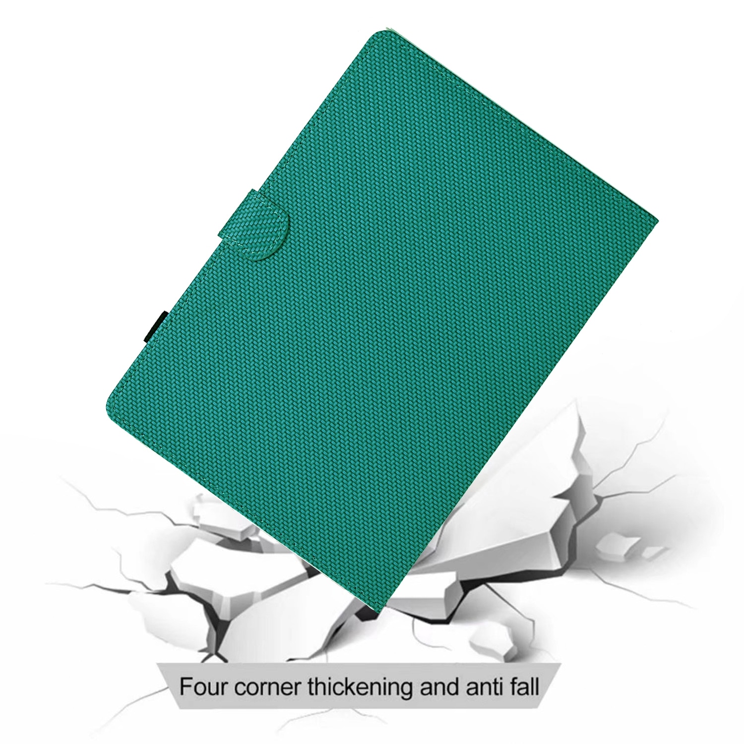 Husa tableta pentru Amazon Kindle Fire 7 2022, textura fibra, piele inteligenta, verde lacustru
