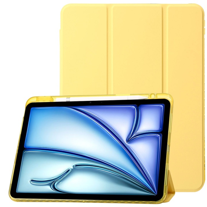 Husa tableta compatibila cu iPad Pro 11 2024, Piele, Transparenta, Galben