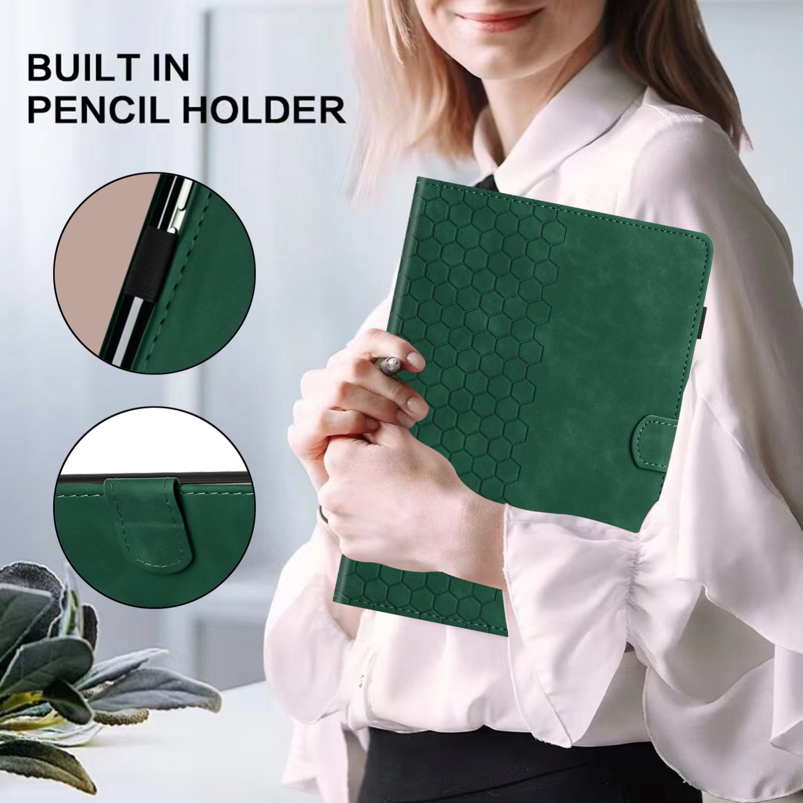 Husa tableta pentru Amazon Kindle Paperwhite 4 / 3 / 2 / 1, piele PU gravata cu model fagure, inteligenta, verde