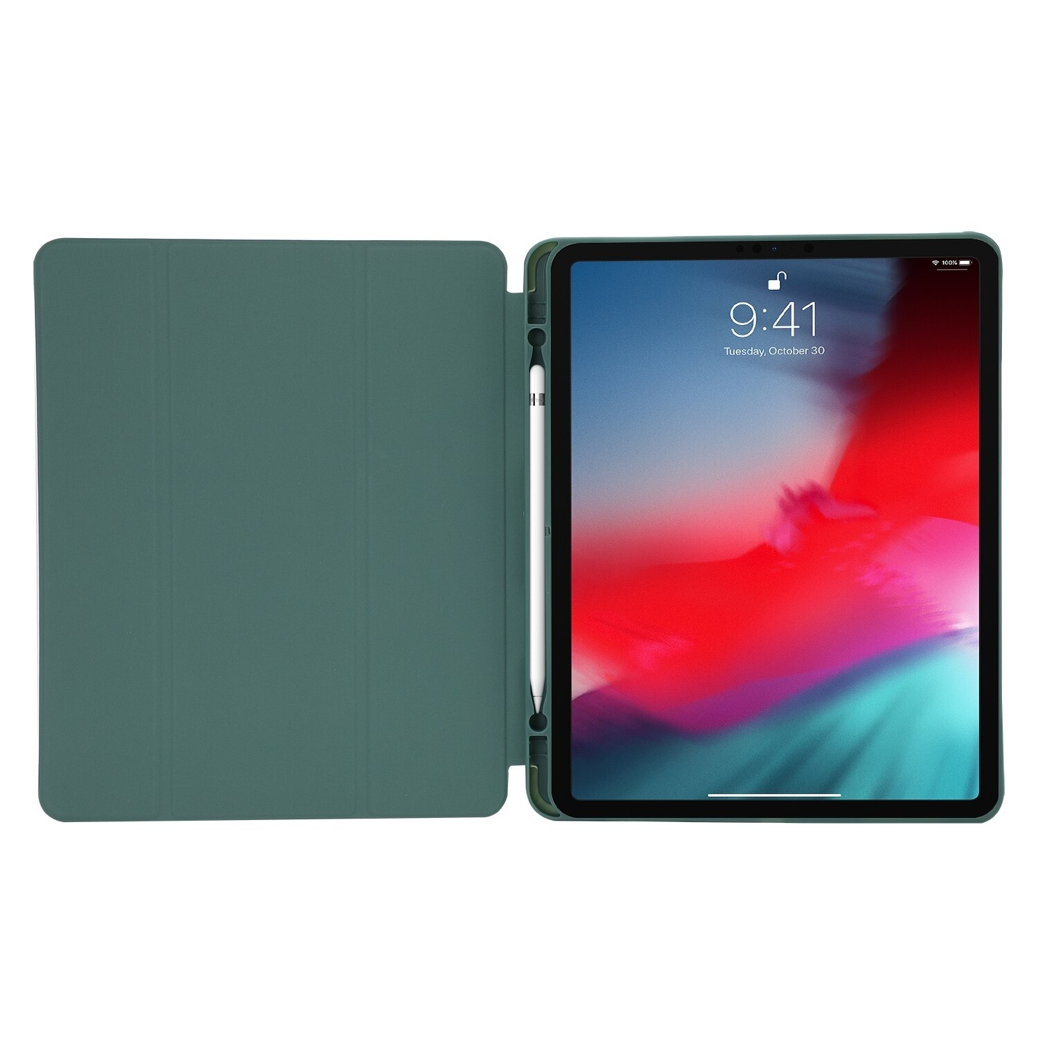 Husa tableta compatibila cu iPad Air 11, Piele cu aspect texturat, Tri-fold, Slot pentru pix, Albastru deschis)