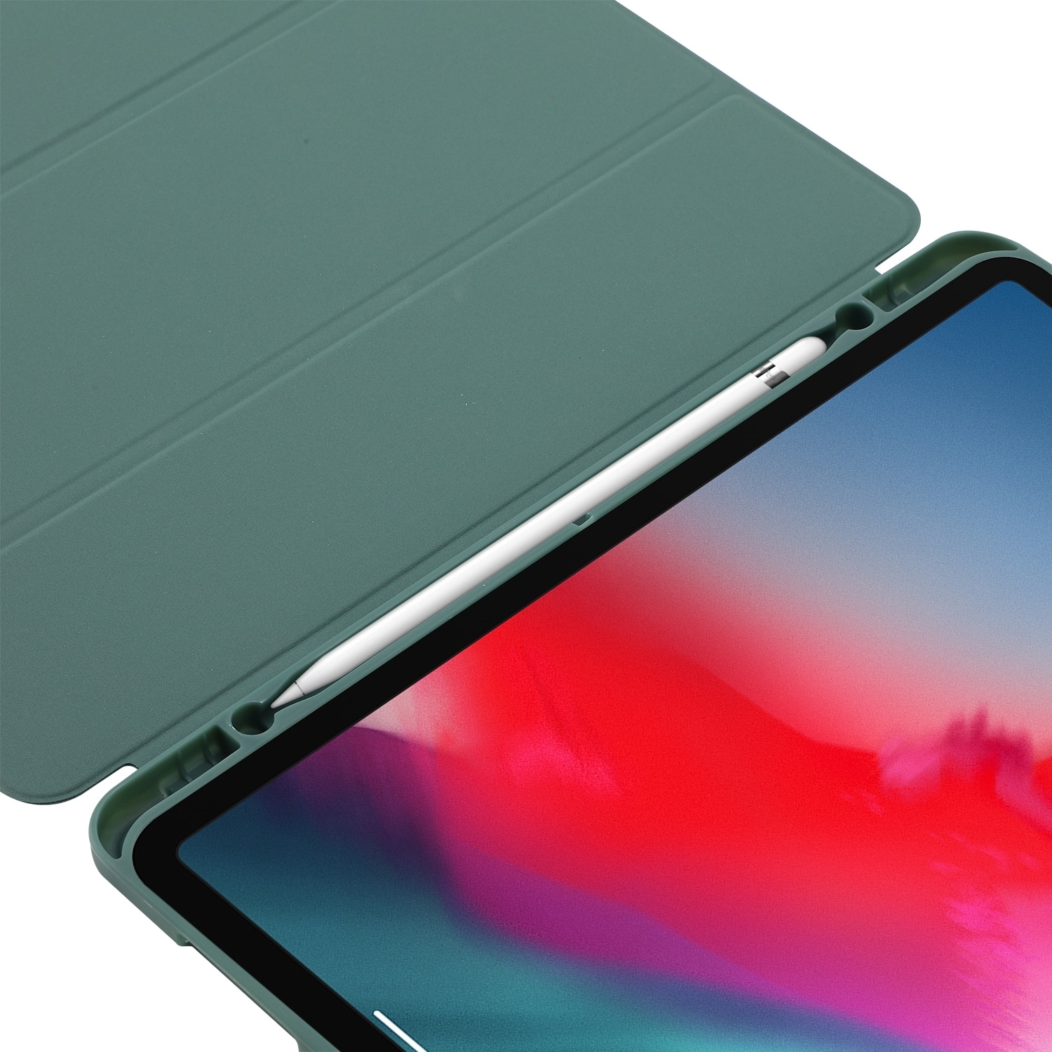 Husa tableta compatibila cu iPad Air 11, Piele cu aspect texturat, Tri-fold, Slot pentru pix, Albastru deschis)