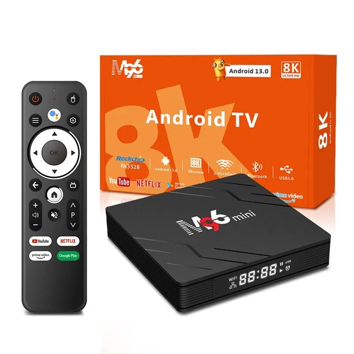 Медиен плейър Android TV Box, UltraHD 8K, 4GB RAM, 32GB ROM, Wifi 5G, Android 13