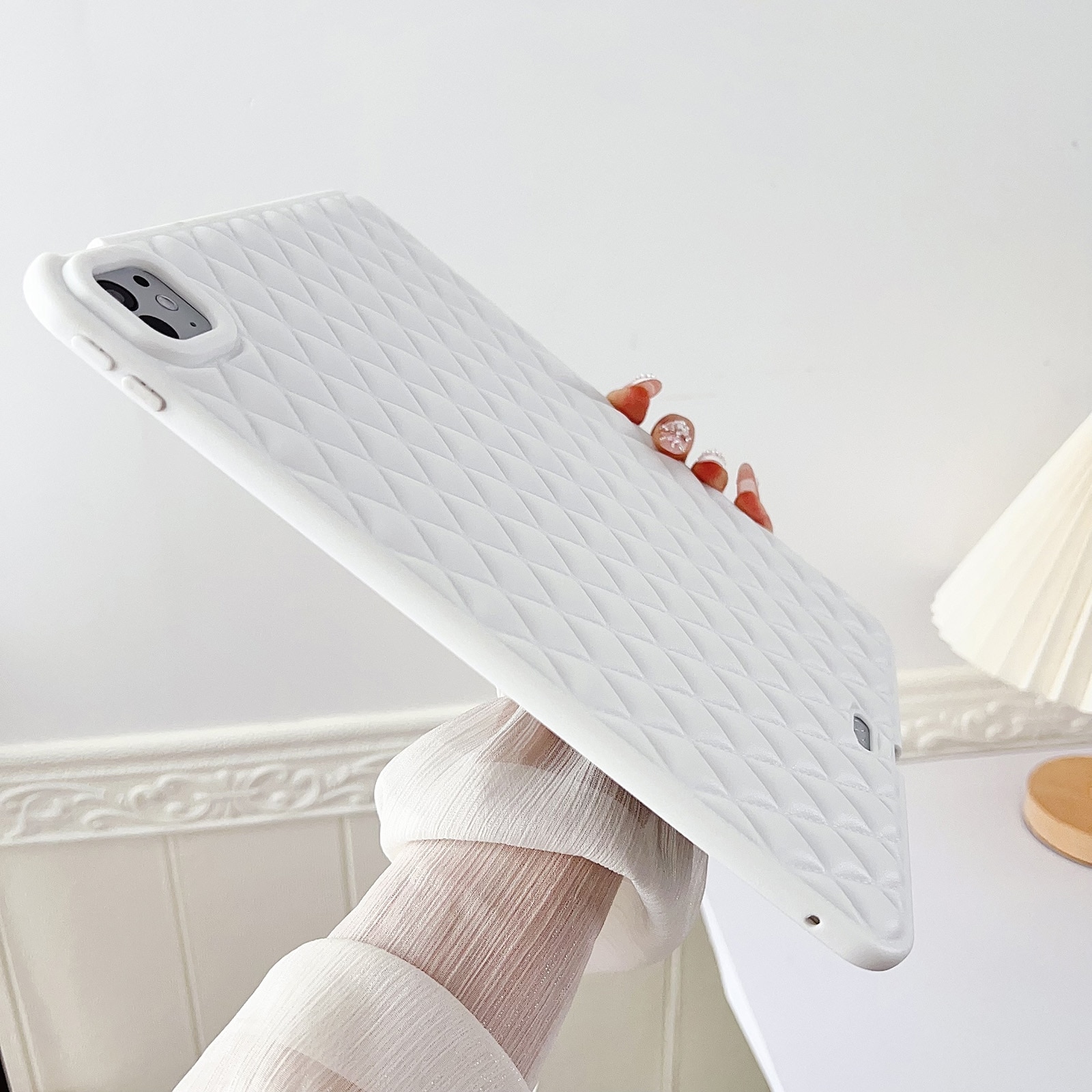 Husa tableta compatibila cu iPad Air 11 2024, Model diamant TPU, Alb