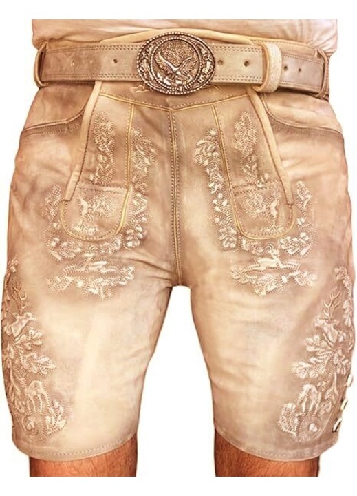 Hagyományos bajor nadrág ROYAL PLUS, bőr, öv mellékelve, világosbarna, Világosbarna