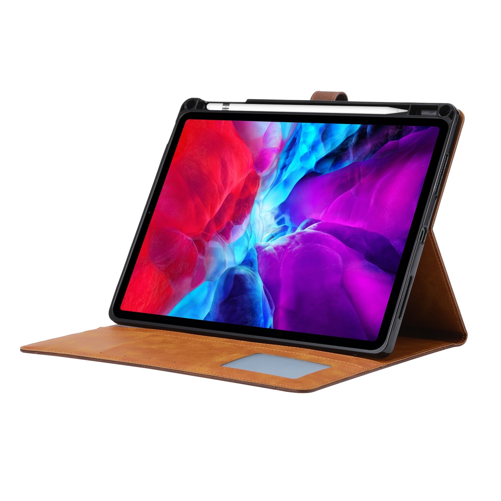 Husa tableta compatibila cu iPad Air 13 / iPad Pro 12.9, Textura piele de vitel, Capac pliabil dublu, Rosu