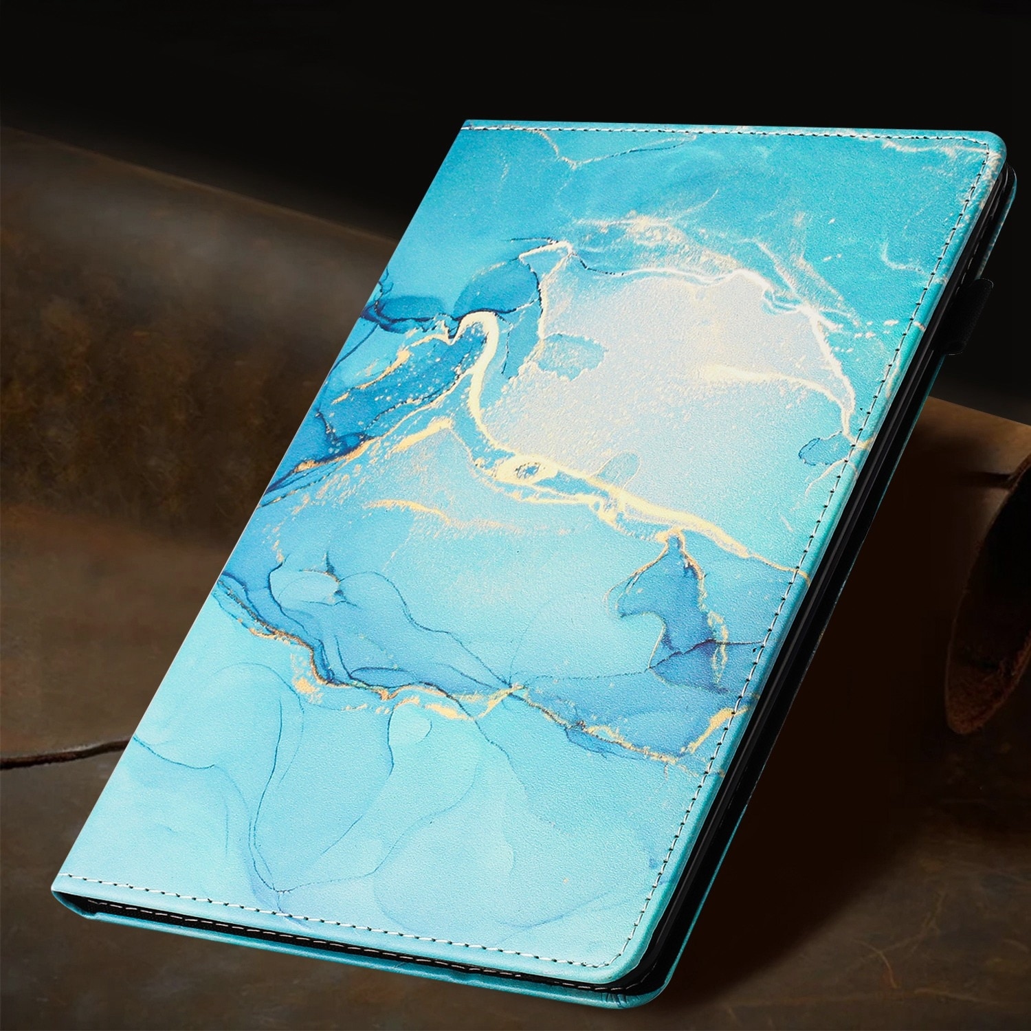 Husa tableta compatibila cu Samsung Galaxy Tab A9+, piele marmura litchi, smart, verde