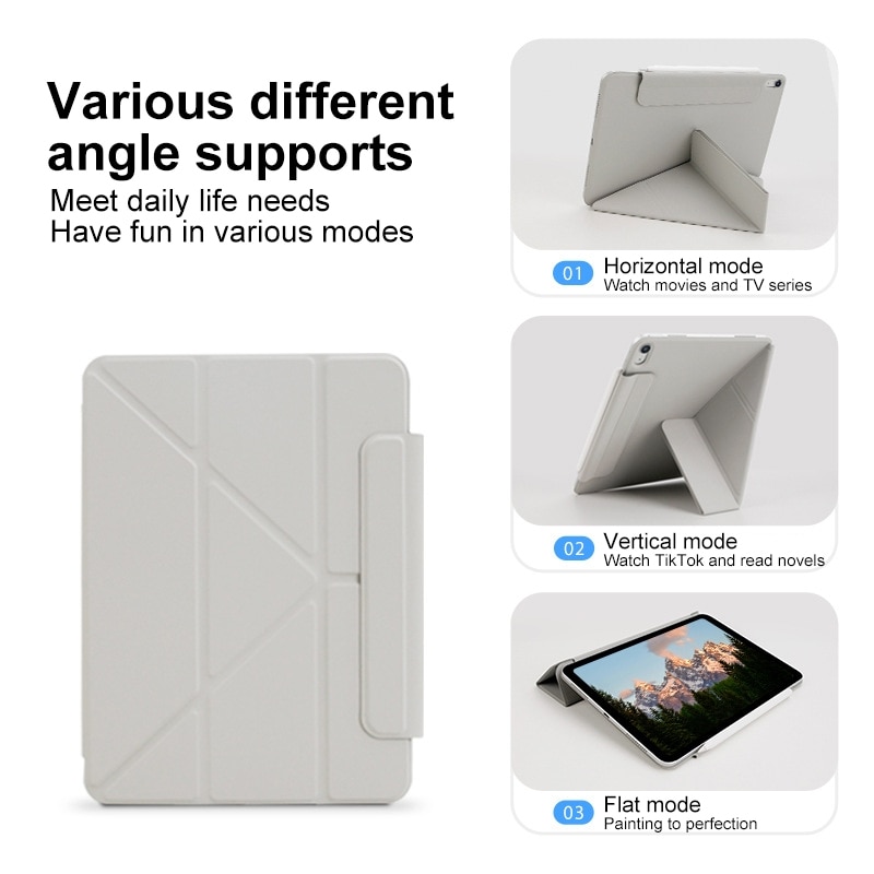 Husa tableta compatibila cu iPad Pro 11 2024, Magnetic Closure, Double-sided Clip, Gri deschis