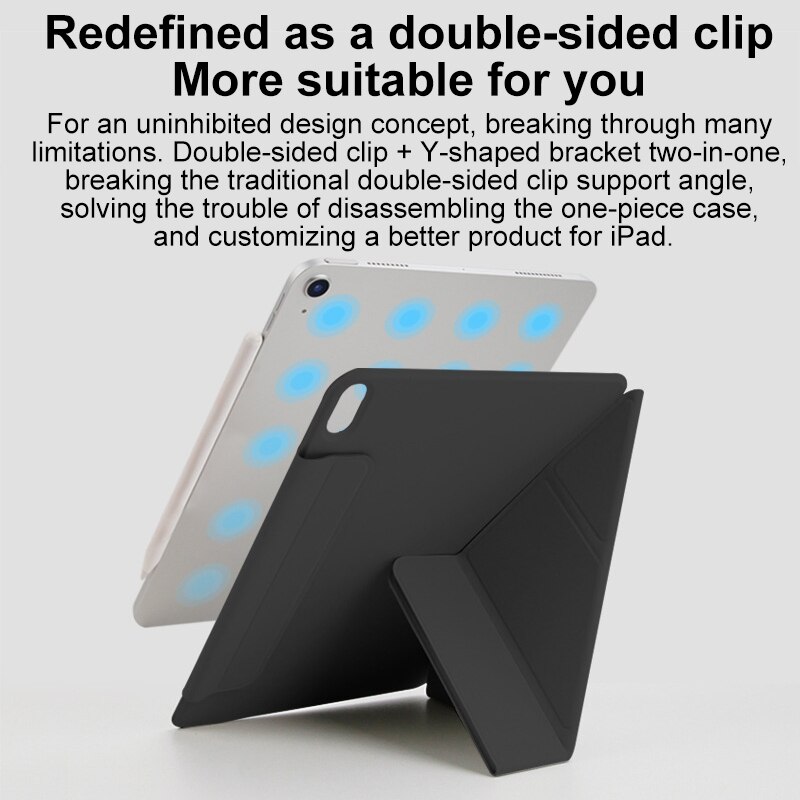 Husa tableta compatibila cu iPad Pro 11 2024, Magnetic Closure, Double-sided Clip, Gri deschis
