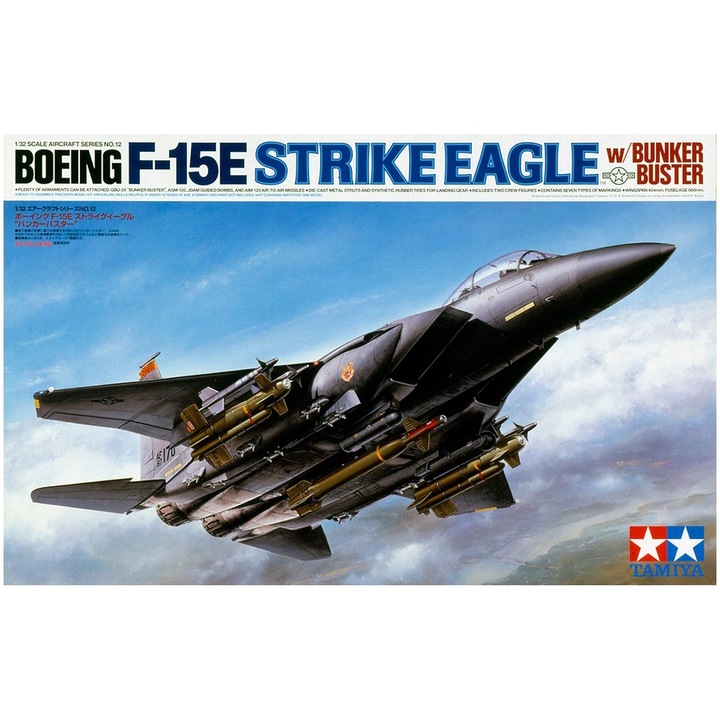 Kit Macheta Aeromodele de construit Tamiya Mc Donnell Douglas F-15E Strike Eagle w/Bunker Buster 1:32 TAM 60312