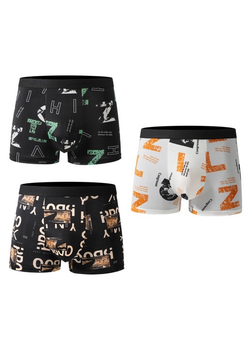 Set boxer pentru barbati, TREXORA, cu talie mijlocie, elastic, care elimina umezeala, respirabil, cu model de imprimare la moda, poliester, multicolor, pachet multiplu, 2XL