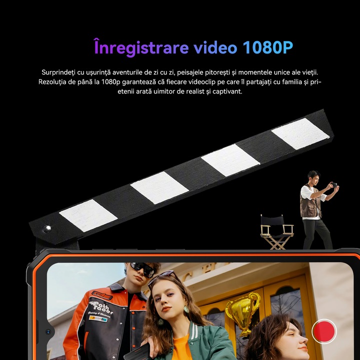 Blackview Bv4800 Pro mobiltelefon, 4G, 12 GB RAM (4 GB + 8 GB bővíthető 2 TB-ig), 128 GB, Dual SIM, 4 mag, 6,56" HD+, Android 14, 5180mAh, Ujjlenyomat-olvasó/előlapi/NFC, Narancssárga