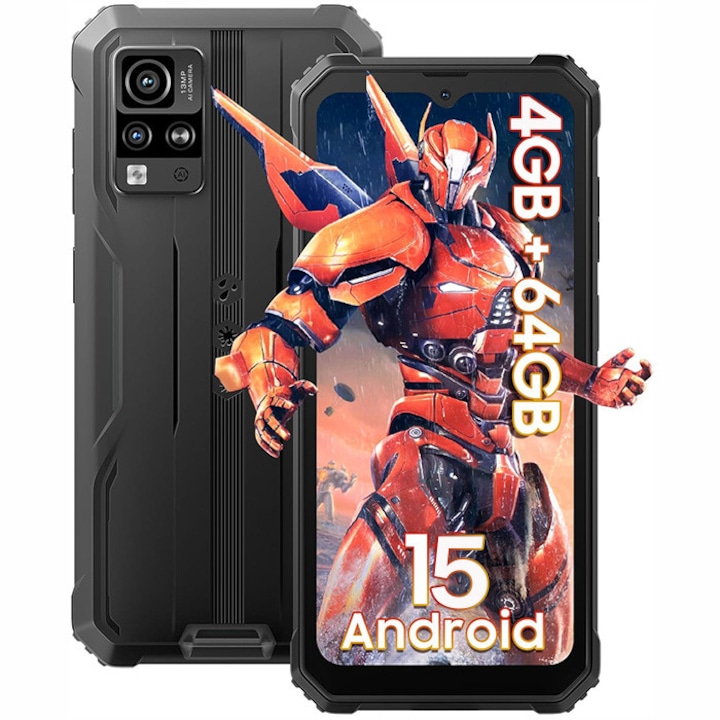 Смартфон Blackview BV4800 SE, 4G, прахоустойчив/падоустойчив/водоустойчив, 12GB Ram (4GB + 8GB разширяема), 128GB, Android 15, 5100mAh, NFC, черен