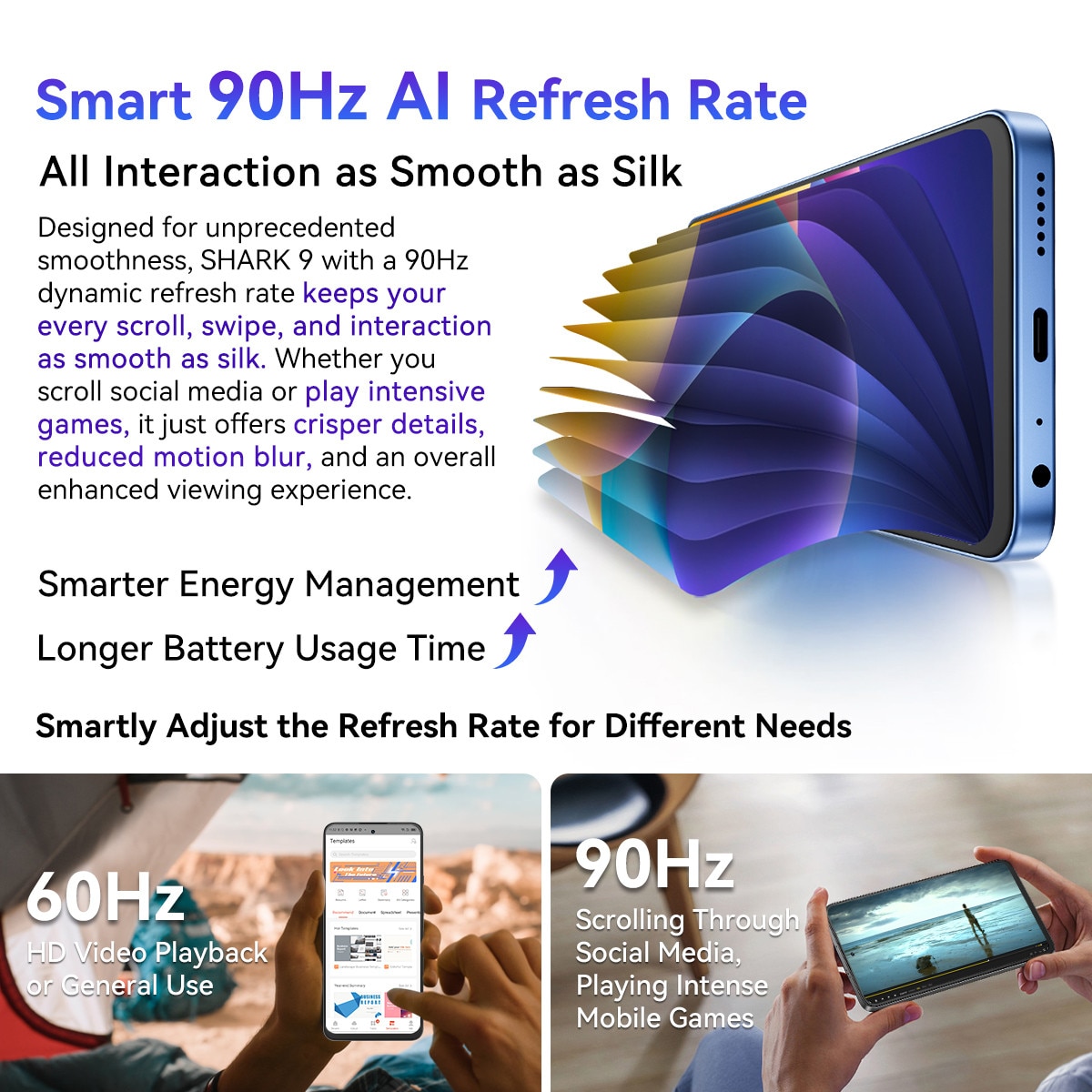 Telefon mobil Blackview Shark 9, 5G, 24GB Ram(8GB + 16GB/2TB), 256GB, 50MP+8MP, Octa-Core Android 14, 5000mAh/18W Cell Phone, 6.67" HD+, GPS/Fingerprint/Face ID Mobile Phones, Albastru