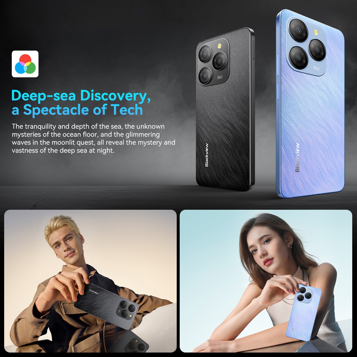 Telefon mobil Blackview Shark 9, 5G, 24GB Ram(8GB + 16GB/2TB), 256GB, 50MP+8MP, Octa-Core Android 14, 5000mAh/18W Cell Phone, 6.67" HD+, GPS/Fingerprint/Face ID Mobile Phones, Negru