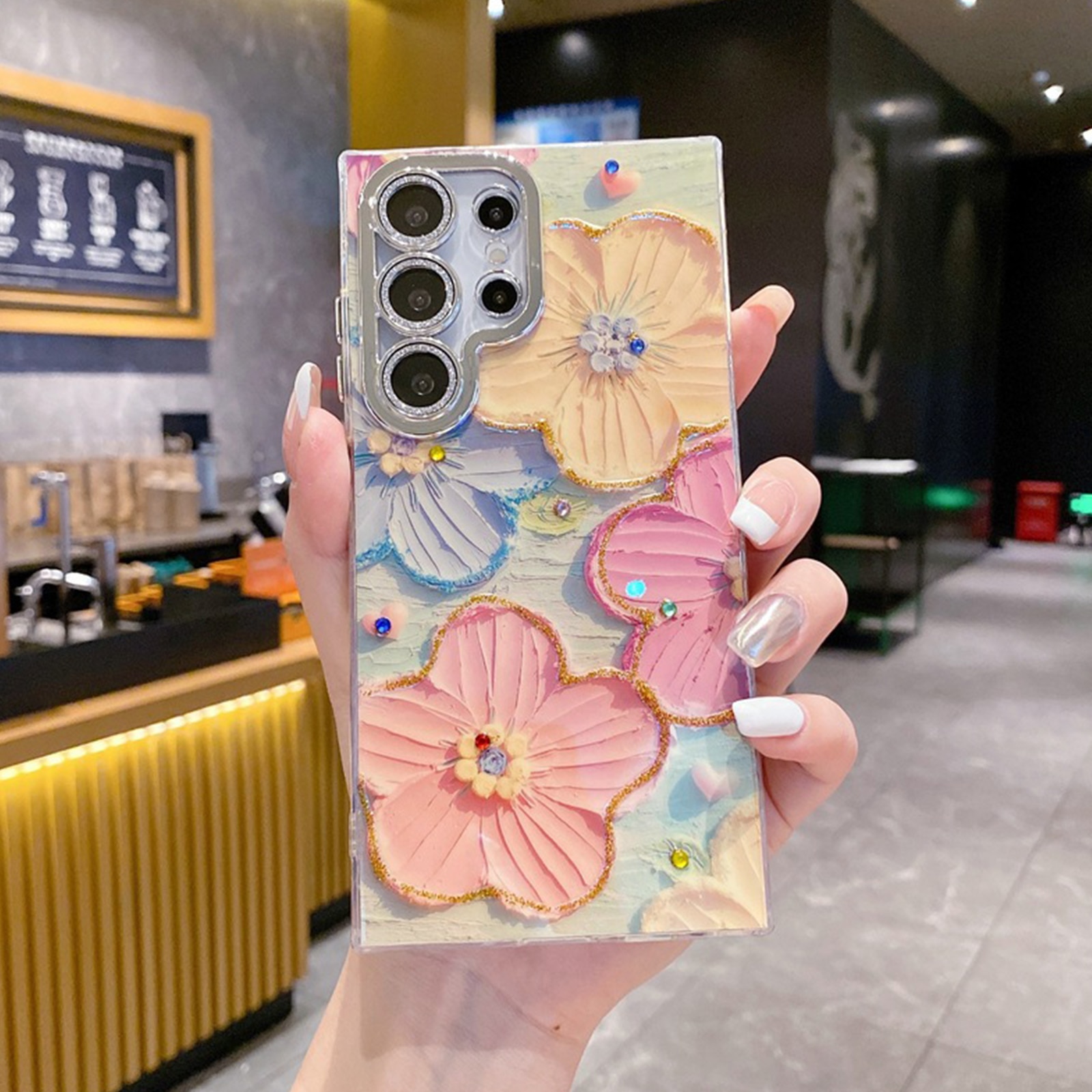 Husa telefon, TREXORA, pentru Samsung S25 Ultra, design floral cu cristale, protectie 360, multicolor
