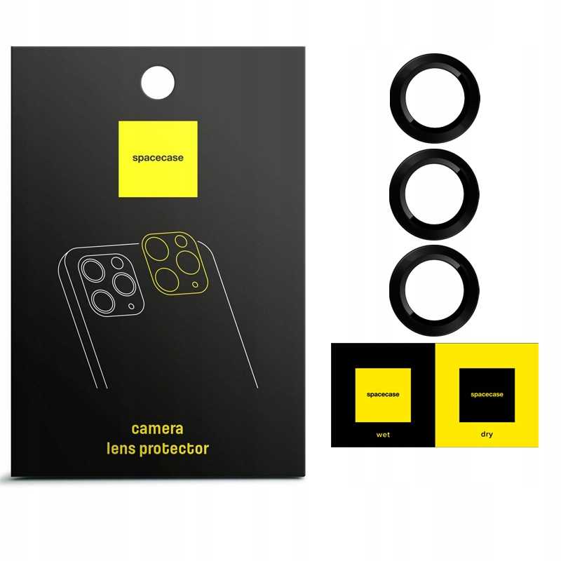 2x sticla pentru camera cu aplicator pentru Samsung Galaxy S25, instrument de instalare pentru inelul camerei Spacecase inclus, rezistent la zgarieturi, rezistent la socuri, adeziv puternic pe intreaga suprafata, protector de ecran negru