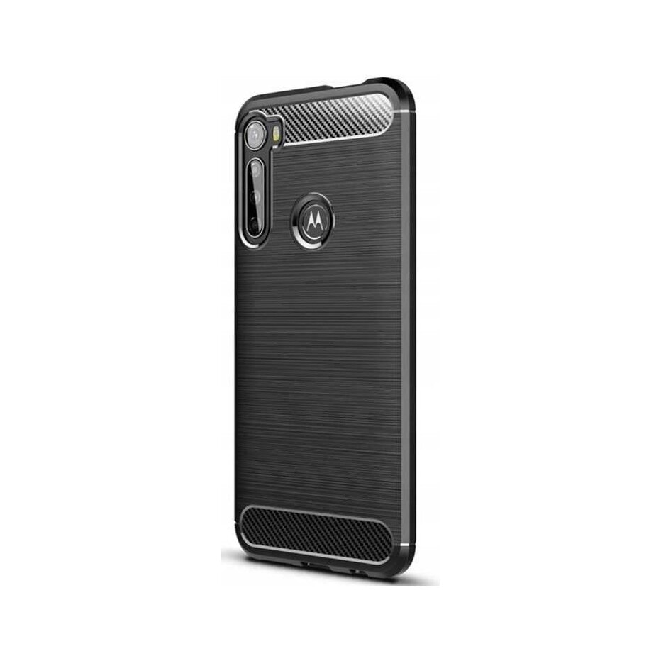 Husa blindata pentru Motorola One Fusion+, Spacecase Carbon puternica, durabila, care absoarbe socurile, rezistenta la zgarieturi, rezistenta la cadere, eleganta, textura Carbon, negru bine montat