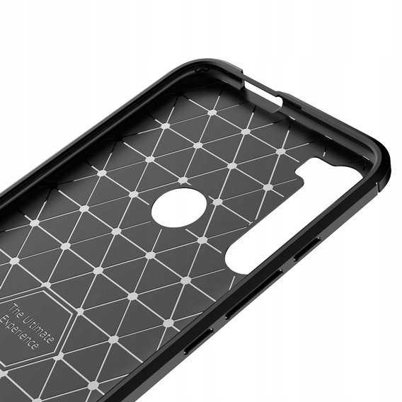 Husa blindata pentru Motorola One Fusion+, Spacecase Carbon puternica, durabila, care absoarbe socurile, rezistenta la zgarieturi, rezistenta la cadere, eleganta, textura Carbon, negru bine montat