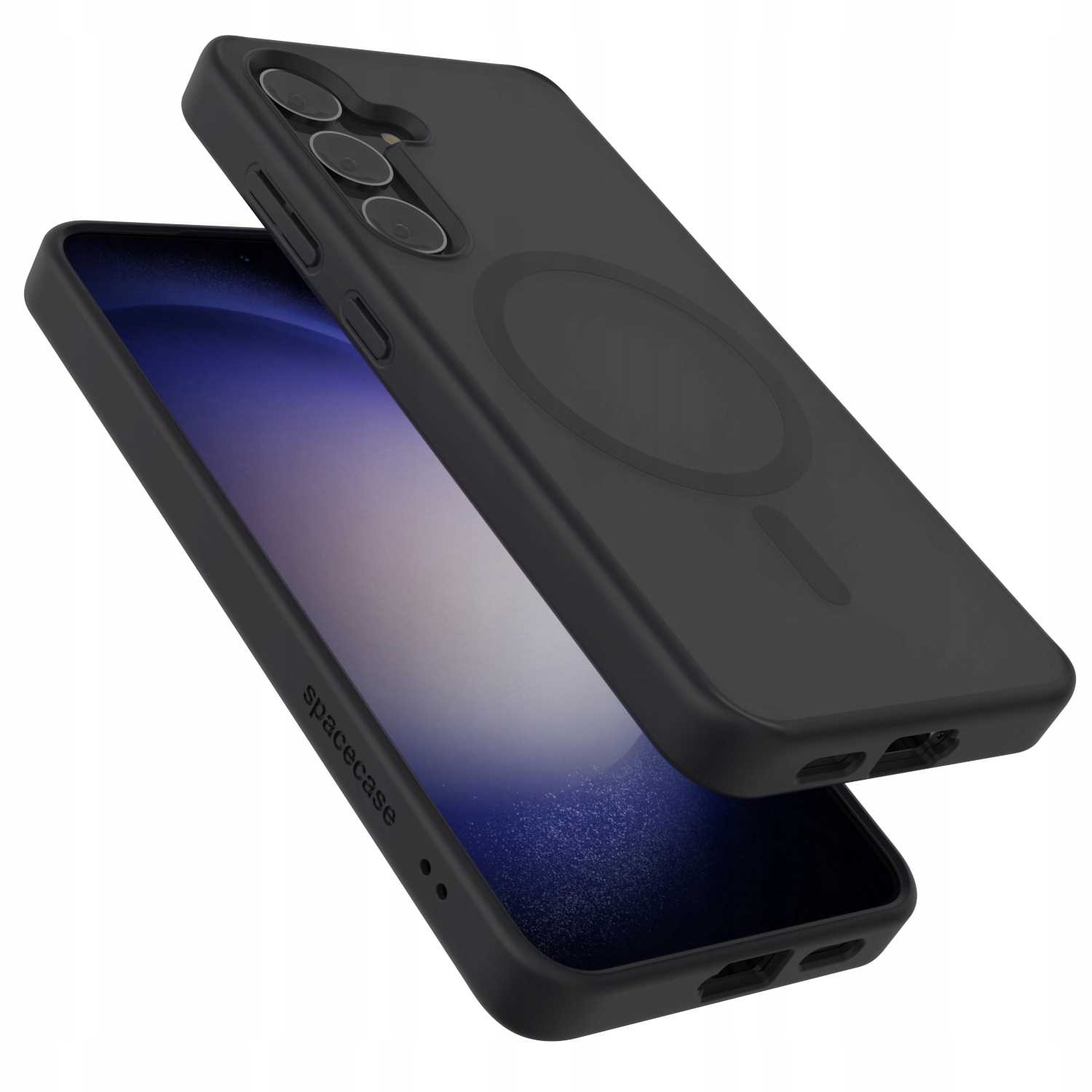 Etui Spacecase Hybrid Mag pentru Galaxy S24, mat, compatibil cu MagSafe, protectie solida, negru