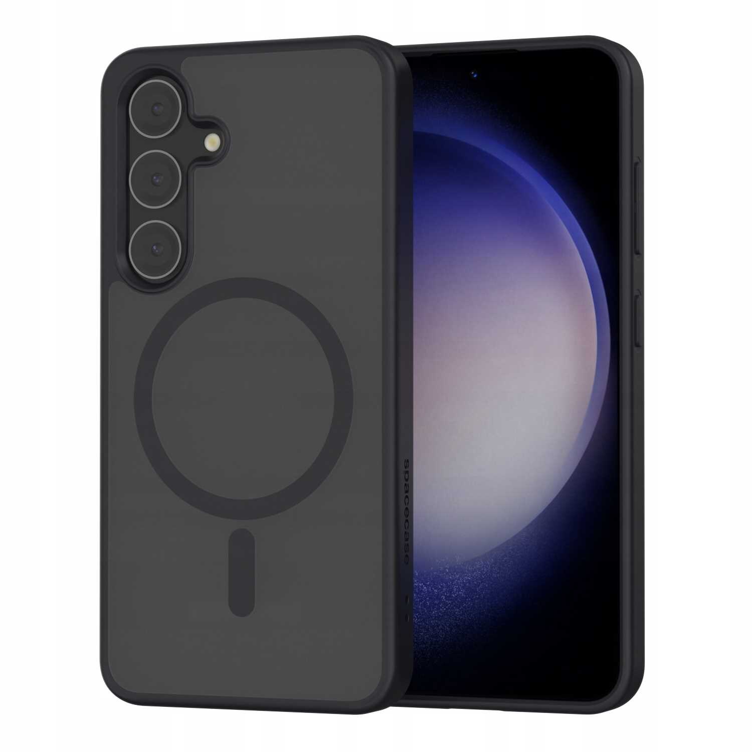 Etui Spacecase Hybrid Mag pentru Galaxy S24, mat, compatibil cu MagSafe, protectie solida, negru