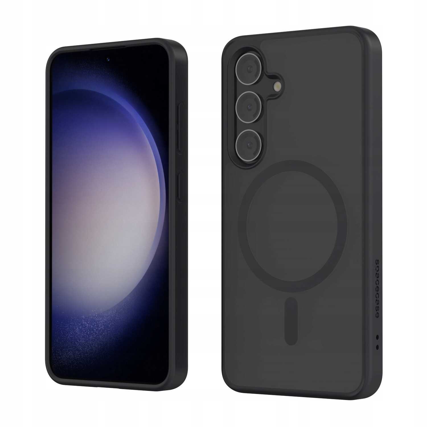 Etui Spacecase Hybrid Mag pentru Galaxy S24, mat, compatibil cu MagSafe, protectie solida, negru