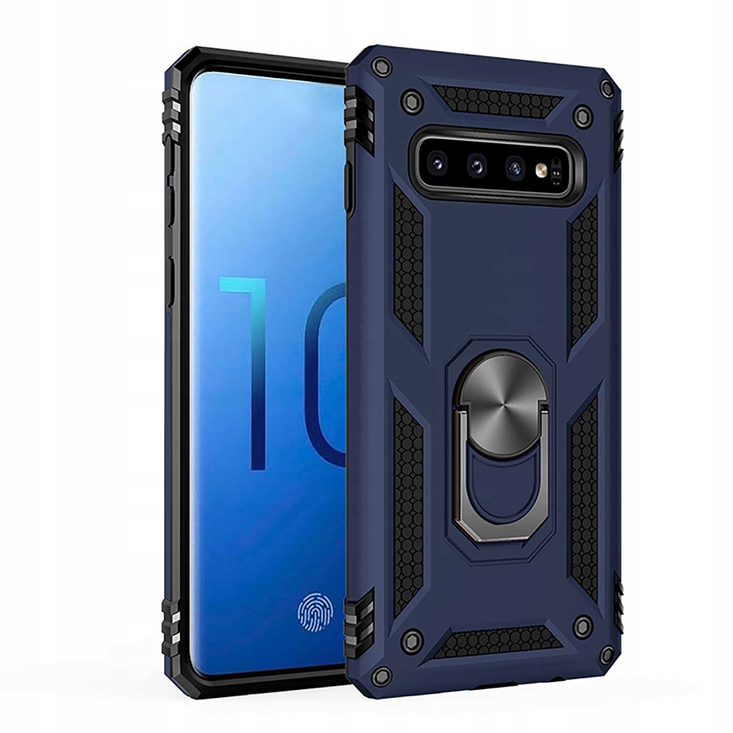 Husa blindata pentru Samsung Galaxy S10+, Spacecase Ring NX durabila, protectie multifunctionala pentru telefon, suport pentru degete, magnet incorporat pentru suport auto, suport, suport, inel albastru