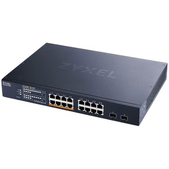 Switch Zyxel XMG1915-18EP 16-port PoE++ 2.5GbE Smart Managed PoE Switch cu 2 SFP+ Uplink 180 watt 338 mm x 79 mm Negru