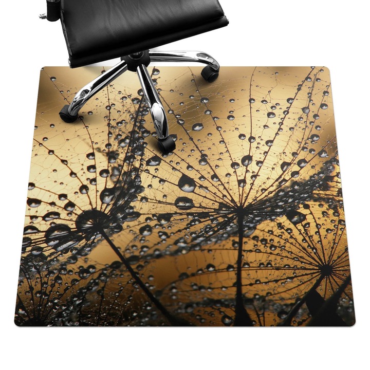 Szék szőnyeg, Wallfluent, Cseppek a pókhálón, Barna, 100x100 cm, 010250310050100006302