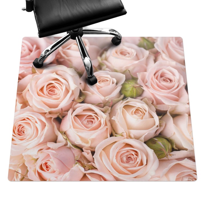 Irodai szék szőnyeg, Wallfluent, Rózsa csokor, Rózsaszín, 100x100 cm, 010250310050100006355