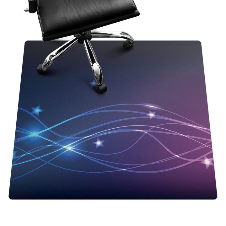Irodai szék szőnyeg, Wallfluent, Hullámok és csillagok éjjel, Tengerészkék, 100x100 cm, 010250310050100019158