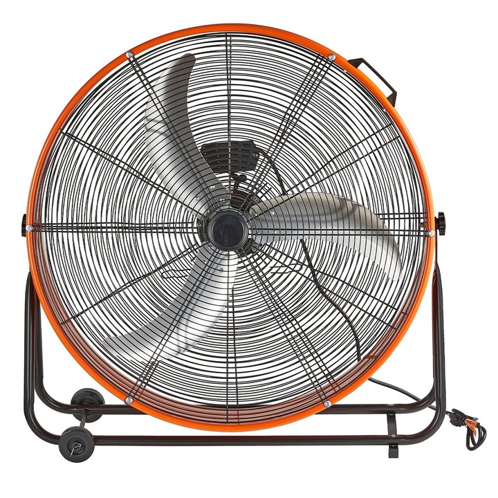Ventilator industrial cu cadru, 2 x roti, 220 W, Diametru 880 mm, Rotire la 360°, 3 trepte de viteza, 22000 m³/h