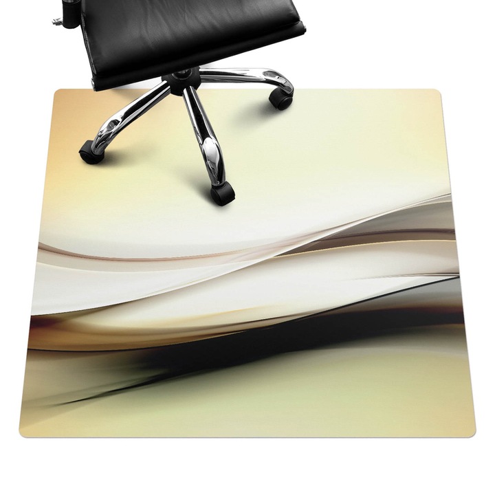 Protectie podea scaun, Wallfluent, Linii ondulate, Galben, 100x100 cm, 010250310050100006120