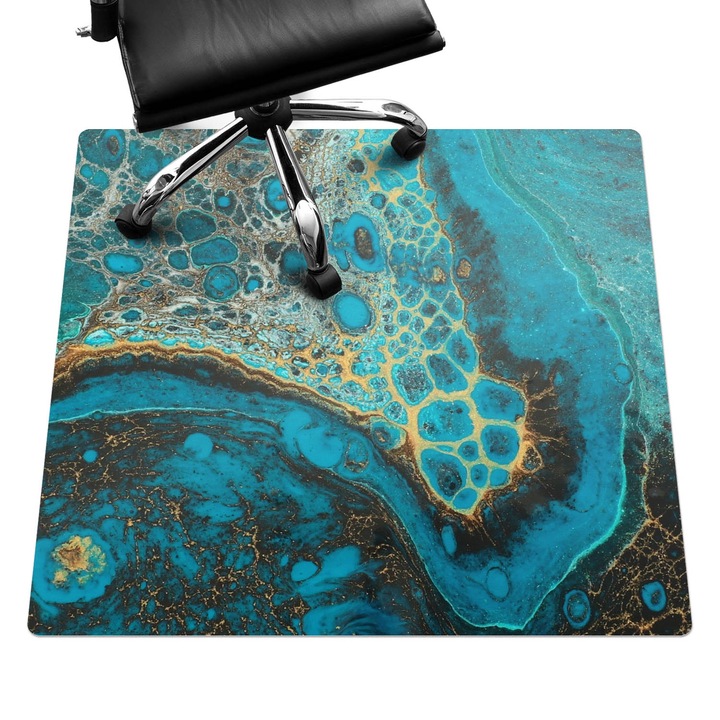 Íróasztal szék alátét, Wallfluent, Absztrakt textúra, Türkiz, 100x100 cm, 010250310050100017120