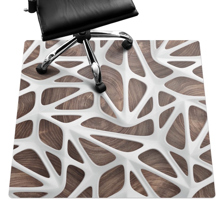 Szék alátét szőnyeg, Wallfluent, Áttört szerkezet, Barna, 100x100 cm, 010250310050100020560