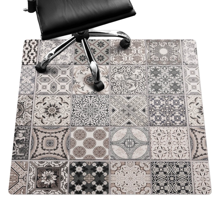 Protectie podea scaun birou, Wallfluent, Gresie stil retro, Gri, 100x100 cm, 010250310050100007834