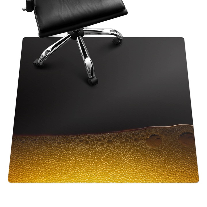 Irodai szék szőnyeg, Wallfluent, Buborékok a folyadékban, Fekete, 100x100 cm, 010250310050100028002