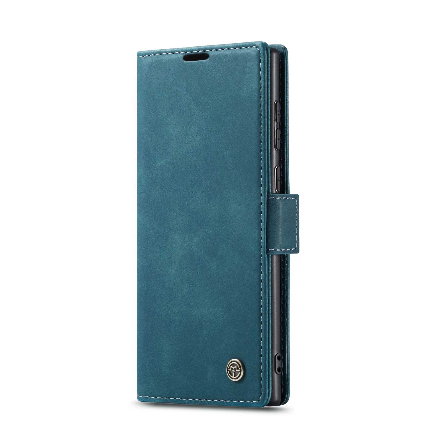 Husa din piele cu clapa pentru Samsung Galaxy S23 Ultra, Spacecase Wallet buzunare pentru carduri si bani, piele ecologica eleganta, piele de caprioara, inchidere magnetica, rezistenta la socuri, eleganta, albastru clasic